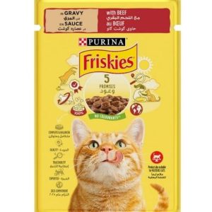 Purina Friskies Beef Chunks in Gravy Wet Cat Food Pouch 85g